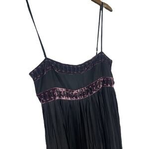 Reiss Black Chiffon Purple Velvet Spaghetti Strap Dress Womens 14